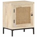vidaXL Nočný stolík 40x30x50 cm mangovníkový masív a prírodný rákos