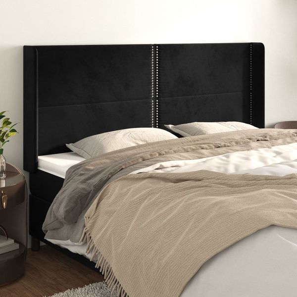 vidaXL Čelo postele so záhybmi čierne 163x16x118/128 cm zamat