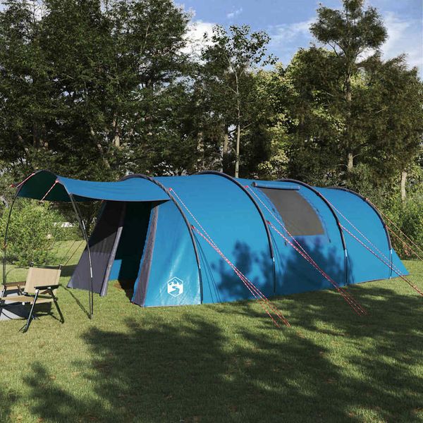 vidaXL Tunelový stan pre 4 osoby Modrá a šedá 740 x 370 x 220 cm