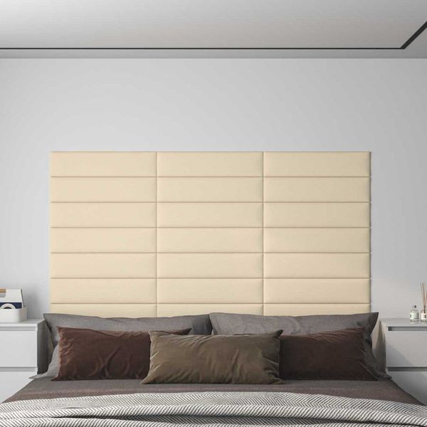 vidaXL Nástenný čelník 12 pcs 60 x 15 cm Krémová látka