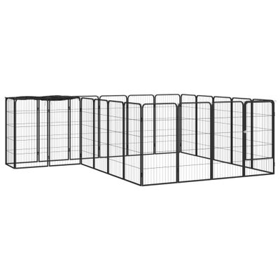 vidaXL Ohrádka pre psov 22 panelov čierna 50x100 cm práškovaná oceľ