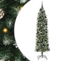 vidaXL Umelý chudý vianočný strom Zelená a biela 240 cm