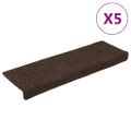 vidaXL Schodové rohože, samolepiace, 15 ks, 65x21x4 cm, hnedé, s obdĺžnikovým okrajom