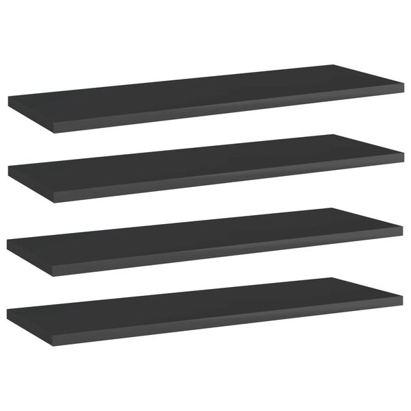 vidaXL Prídavné police 4 ks, lesklé čierne 60x20x1,5 cm, drevotrieska