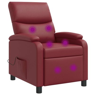 vidaXL Masážne relaxačné kreslo Víno červené Umelá koža