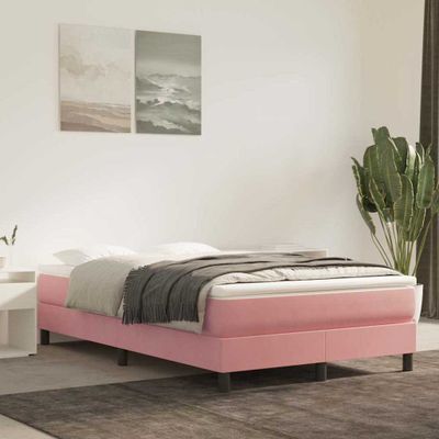 vidaXL Posteľný rám s boxspringom ružový 120x200 cm zamat