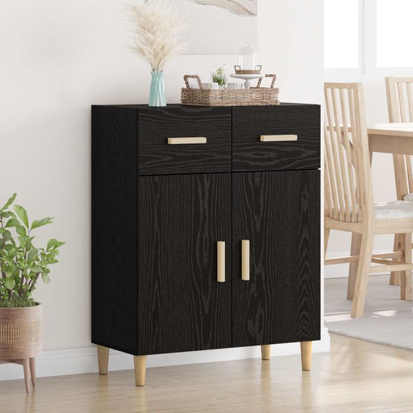 vidaXL Servírovacia skriňa so zásuvkou Čierny dub 34 x 69.5 x 89 cm