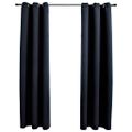 vidaXL Zatemňovacie závesy s krúžkami, 2 ks, čierne, 97x213 cm, látkové