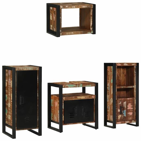 vidaXL Sada kúpeľňového nábytku Nástenný 4 pcs Masívne obnovené drevo