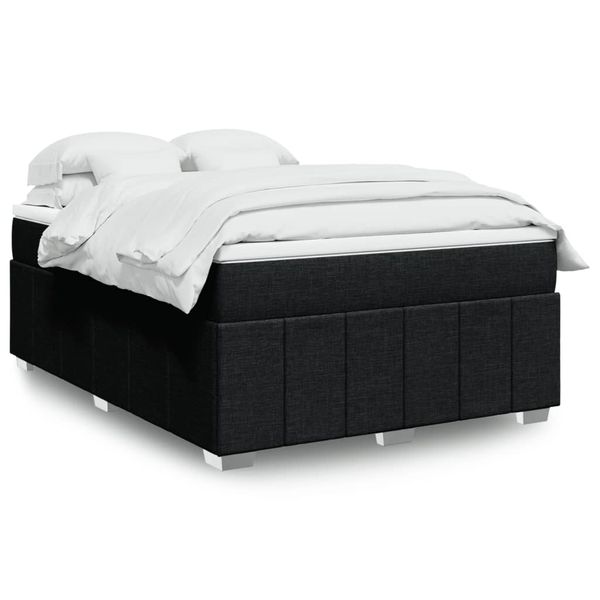vidaXL Posteľný rám boxspring s matracom čierny 140x200 cm látka