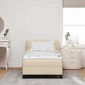 vidaXL Posteľ s pružinovým rámom Krémová 90 x 190 cm látka