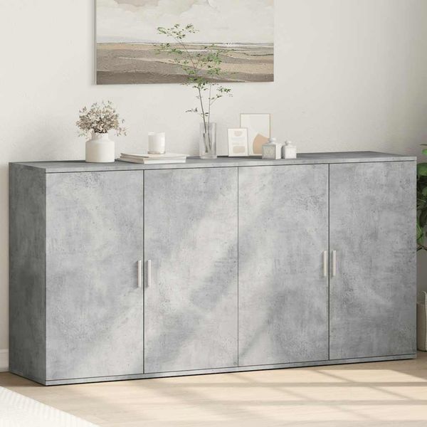 vidaXL Komody 2 ks betónovosivé 79x38x80 cm kompozitné drevo