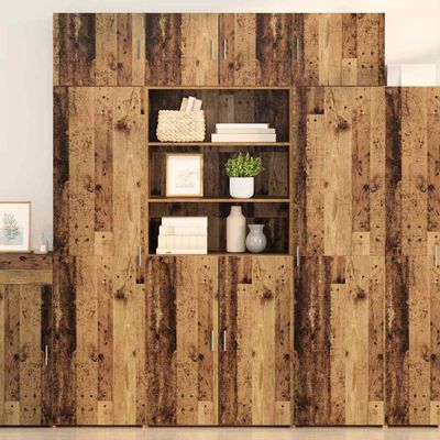 vidaXL Highboard Staré drevo 80 x 42,5 x 185 cm Kompozitné drevo