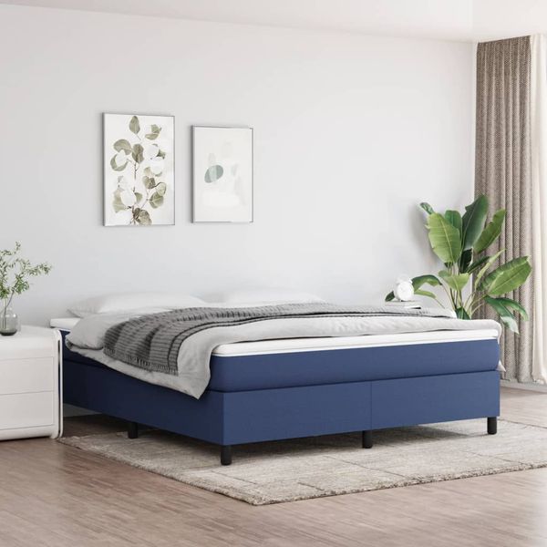 vidaXL Posteľný rám boxspring s matracom modrý 180x200 cm látka