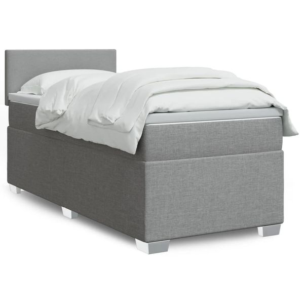 vidaXL Posteľný rám boxsping s matracom bledosivý 90x190 cm látka