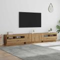 vidaXL TV skrinka s LED svetlami, dubový drevený remeselník, 260x35x40 cm, imitácia dreva