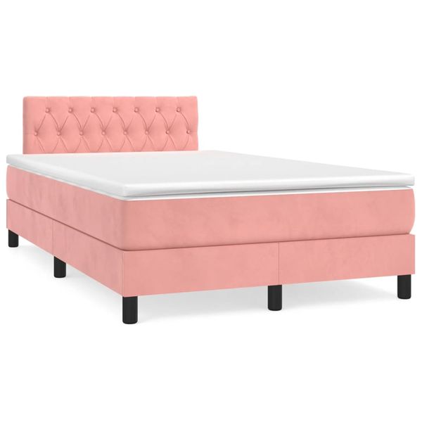 vidaXL Boxspring posteľ s matracom, ružová 120x190 cm, zamat