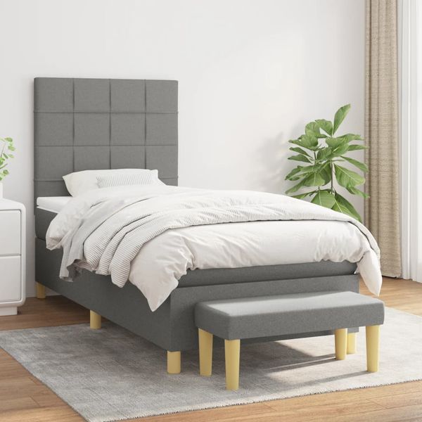 vidaXL Boxspring posteľ s matracom tmavosivá 90x190 cm látka