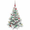vidaXL Umelý vianočný stromček s 150 LED-i Biela 120 cm PE a PVC