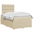 vidaXL LED boxspring posteľ s matracom Krémová 120 x 190 cm Látka
