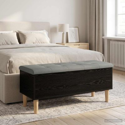 vidaXL Úložná lavička s vankúšom Čierny dub 102 x 42 x 46 cm
