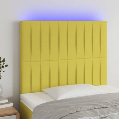vidaXL Čelo postele s LED zelené 90x5x118/128 cm látka
