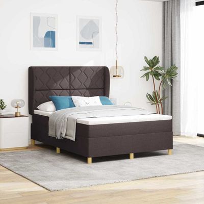 vidaXL Posteľ s pružinovým rámom Tmavohnedá 200 x 140 cm látka