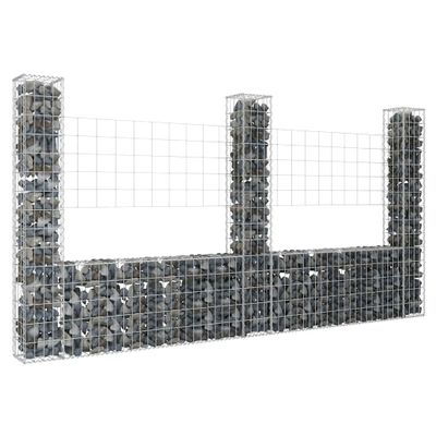 vidaXL Železný gabiónový kôš v tvare U s 3 stĺpmi 260x20x150 cm