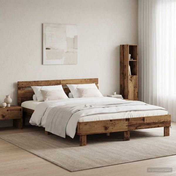 vidaXL Rám postele Staré drevo 140 x 190 cm Kompozitné drevo