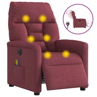 vidaXL Elektrické sklápacie masážne kreslo vínové látka