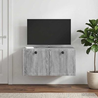 vidaXL Nástenná TV skrinka Nástenný Sivá sonoma 59,5 x 41 x 30 cm