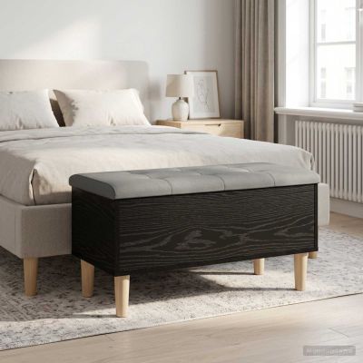 vidaXL Úložná lavička s vankúšom Čierny dub 82 x 42 x 46 cm