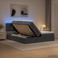 vidaXL LED úložná posteľ s matracom Tmavosivá 180 x 200 cm Zamat