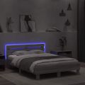 vidaXL Posteľný rám s čelom a LED sivý sonoma 135x190 cm
