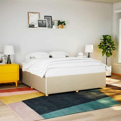 vidaXL Posteľ bez matraca krémová 180x200 cm látka