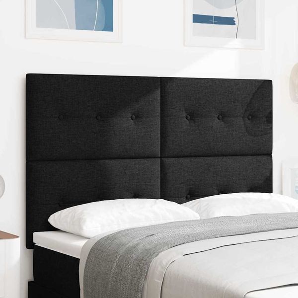vidaXL LED hlavová doska s LED pásikmi Čierny 160 cm látka