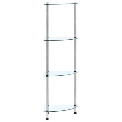 vidaXL Regál so 4 policami, priehľadný 30x30x100 cm, tvrdené sklo