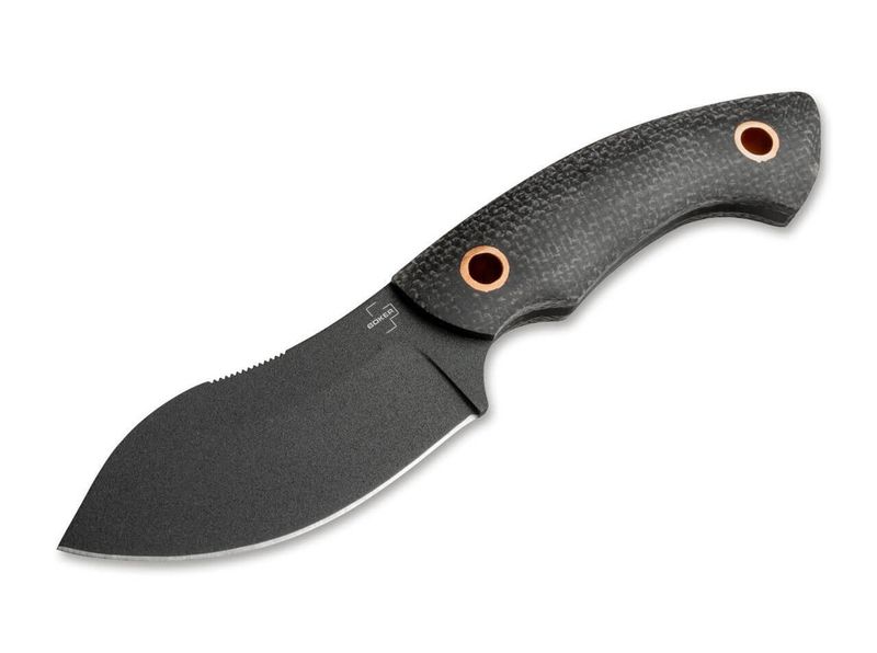 Böker Plus 02BO066 Nessmi Pro outdorový nôž 7cm, celočierna, Micarta, kožené puzdro