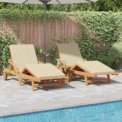 vidaXL Lehátko 3 pcs Béžová 200 x 67 x 84 cm Pevné akáciové drevo