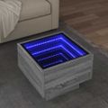 vidaXL Bočný stolík s LED sivá sonoma 40x40x30 cm kompozitné drevo