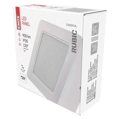 LED svietidlo 2v1 RUBIC, štvorcové, biele, 9W, neutrálna biela