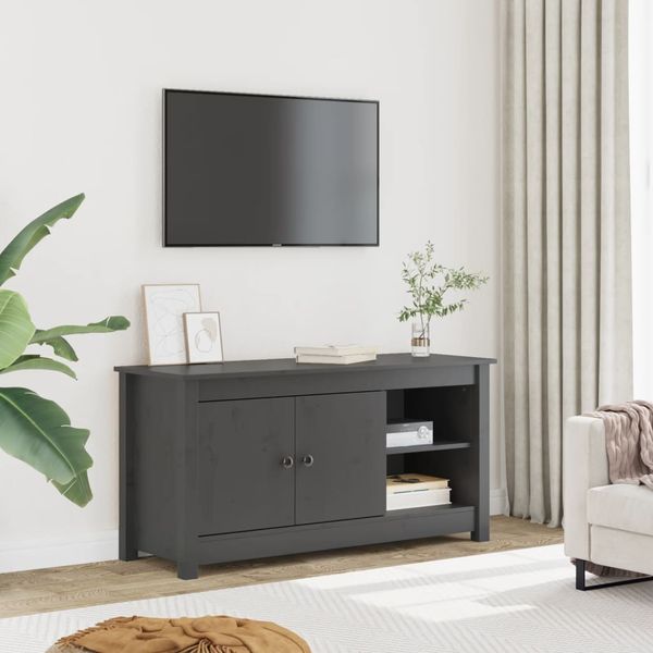 vidaXL TV skrinka sivá 103x36,5x52 cm masívna borovica
