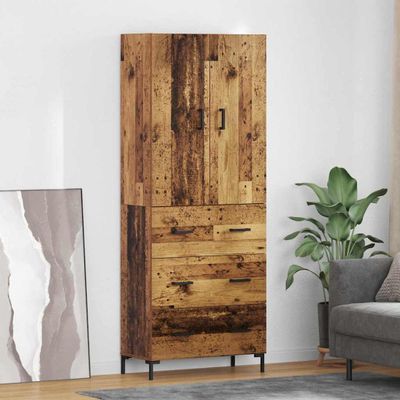 vidaXL Highboard Staré drevo 69,5 x 34 x 180 cm Kompozitné drevo
