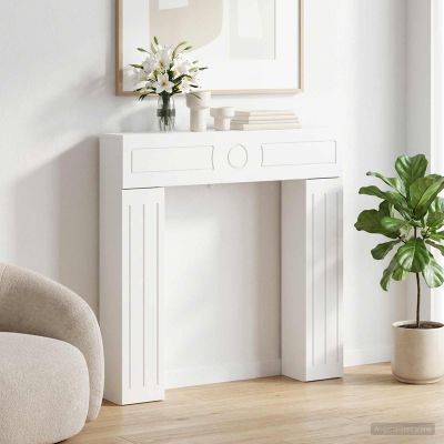 vidaXL Rám krbu Biela 102 x 18 x 100,5 cm Kompozitné drevo