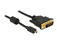 Kábel adaptéra – dva spoje – DVI-D s kolíkmi (samec) na 19-pinový micro HDMI typ D s kolíkmi (samec) – 2 m – čierna