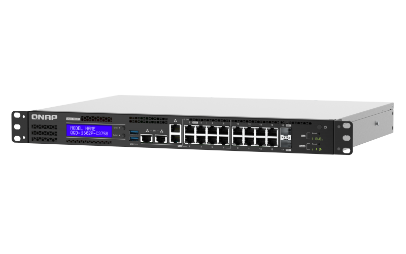 QNAP riadený switch QGD-1602P-C3558-8G (8x GbE PoE + 8x 2,5 GbE PoE + 2x 10GbE SFP+ / 8GB RAM)