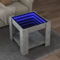 vidaXL Konferenčný stolík s LED betónový 53x53x45 cm kompozitné drevo