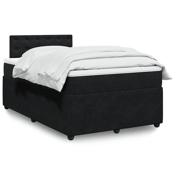 vidaXL Boxspring posteľ s matracom čierna 120x190 cm zamat