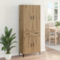 vidaXL Highboard Remeselný dub 69,5 x 34 x 180 cm Kompozitné drevo