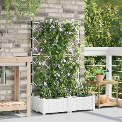 vidaXL Záhradný kvetináč 2 pcs Biely 80 x 40 x 126 cm Plast